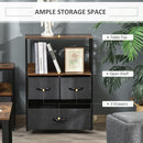 Black 3-Drawer Storage Chest with Shelves - Home Cabinet for Living Room, Bedroom, Entryway