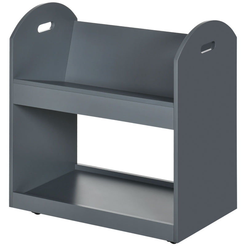 Grey 2-Tier Kitchen Cart Shelf Unit with Wheels