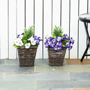 Set of 2 White Artificial Orchid Plants in Wicker Baskets