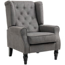 Dark Grey Retro Wingback Armchair with Button Tufted Design