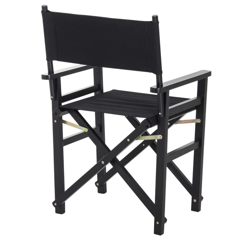Black Folding Directors Chair with Beech Wooden Frame