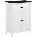 White Bathroom Storage Cabinet with Drawer and Double Doors