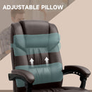 Brown Massage Office Chair with Footrest - Adjustable Height, PU Leather