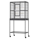 Metal Bird Cage for Parakeets - Canary Cage with Stand & Storage - Blue