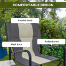 Grey Folding Camping Chair with Cooler Bag Table