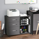 Grey Mobile Printer Stand with 3 Drawers and 2 Shelves - Modern Office Storage