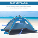 Sky Blue Beach Tent for 1-2 People with Pop-up Design, Mesh Windows & Doors