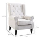 Retro Cream White Wingback Accent Chair for Living Room and Bedroom