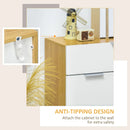 Modern White and Natural Slim Storage Cabinet with Drawer and Cupboard