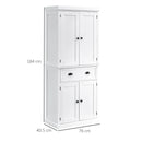 White Colonial Kitchen Storage Cabinet, 184cm Tall, 4-Door Pantry Cupboard