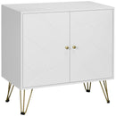 White Slim Sideboard Cabinet with Golden Hairpin Legs - 3-Level Adjustable Shelves