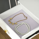 White Vanity Dressing Table Set with LED Light, Round Mirror, 2 Drawers, and Stool