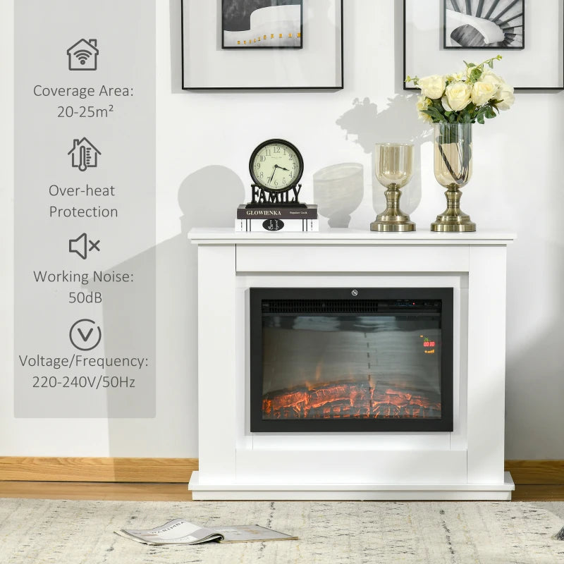 Black Electric Fireplace Heater with Remote Control and LED Flame Effect