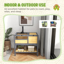 Wooden Tortoise Habitat with Shelter, Run, Shelf, Lamp Holder, Tray - Natural Wood
