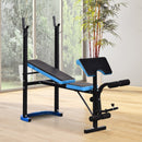 Adjustable Weight Bench with Leg Developer and Barbell Rack, Black