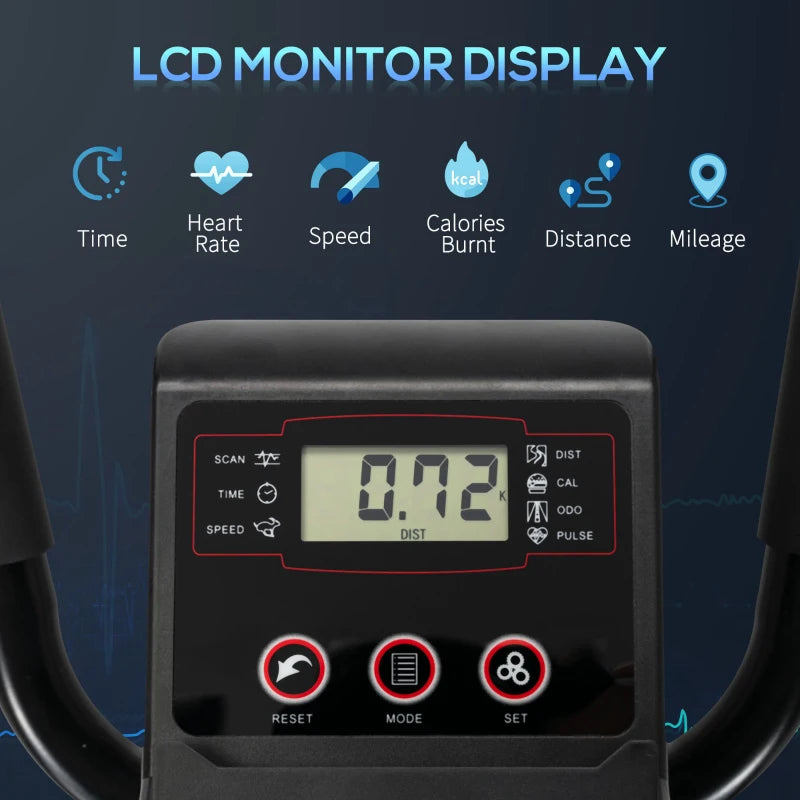 Black Elliptical Cross Trainer with 8 Levels Resistance & LCD Monitor