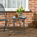 Round Outdoor Folding Patio Table with Imitation Marble Glass Top