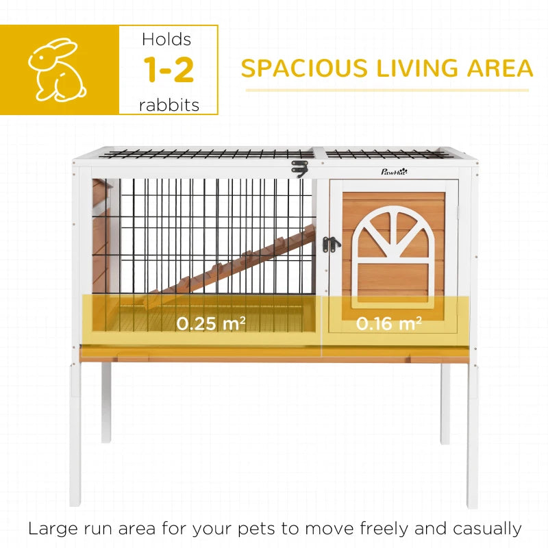 Wooden Small Pet Hutch with Removable Tray and Openable Roof - Natural