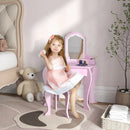 Kids Pink Cloud Vanity Set with Mirror, Stool, Drawer & Storage - Ages 3-6