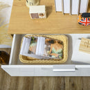 Modern White and Natural Slim Storage Cabinet with Drawer and Cupboard