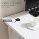 White Home Office Computer Desk with Cable Management, 120x60x75cm