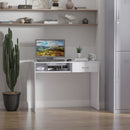 White Compact Study Desk with Drawer and Storage
