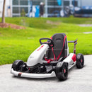 Electric Kids Go Kart - White, Adjustable Footrest, Reversing Steering, 12V Battery, 2 Speeds, Remote Control