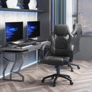 Black High-Back Faux Leather Office Chair with Wheels