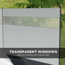 Grey Camping Windbreaker with Clear Windows, Carry Bag, Steel Poles - 440 x 140cm