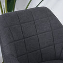 Dark Grey Linen Dining Chair Set with Grid Pattern Cushion