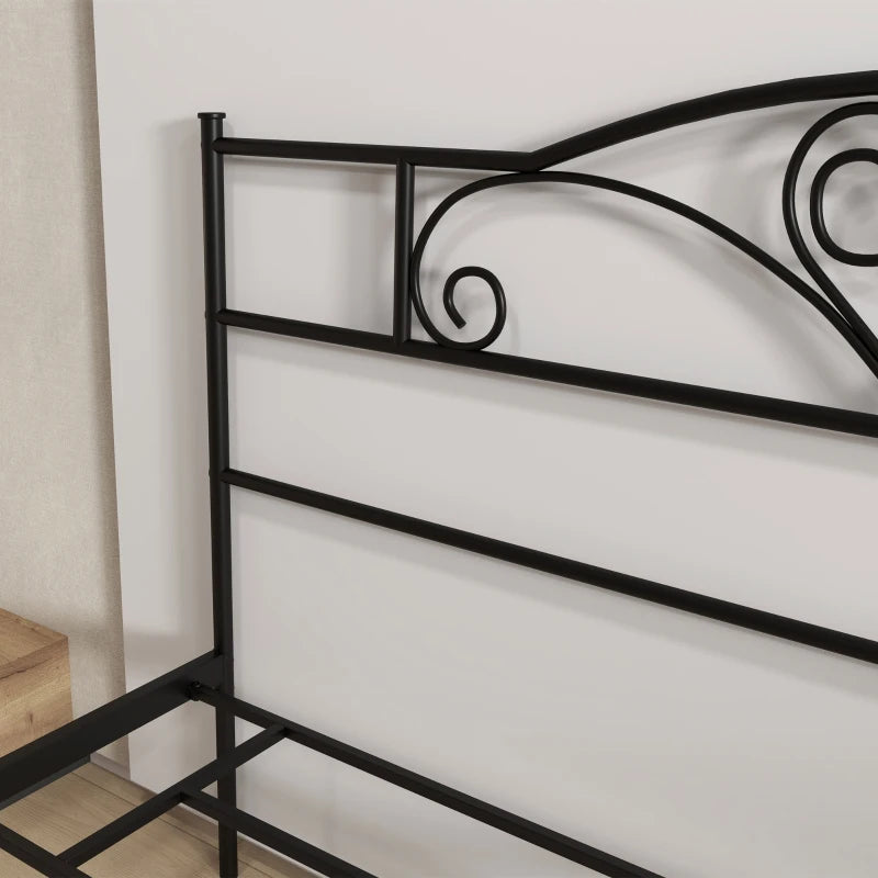 Metal King Size Bed Frame with Storage, Black