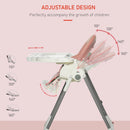 Foldable Pink PU Highchair for Babies