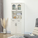 White Freestanding Kitchen Storage Cabinet with Drawers and Shelves