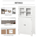 White Bathroom Storage Cabinet with Glass Doors & Adjustable Shelf