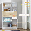 White Freestanding Kitchen Storage Cabinet with 6 Doors and Drawer