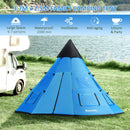 Blue 6-Person Teepee Camping Tent with Mesh Windows and Carry Bag