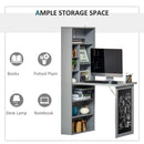 Grey Folding Desk with Blackboard - Multi-function Home Office Workstation