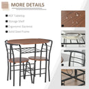 3-Piece Metal Frame Wood Top Dining Set in Black