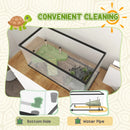 Glass Turtle Tank Aquarium with Basking Platform - 50L, Easy Drainage, Thermometer - Blue