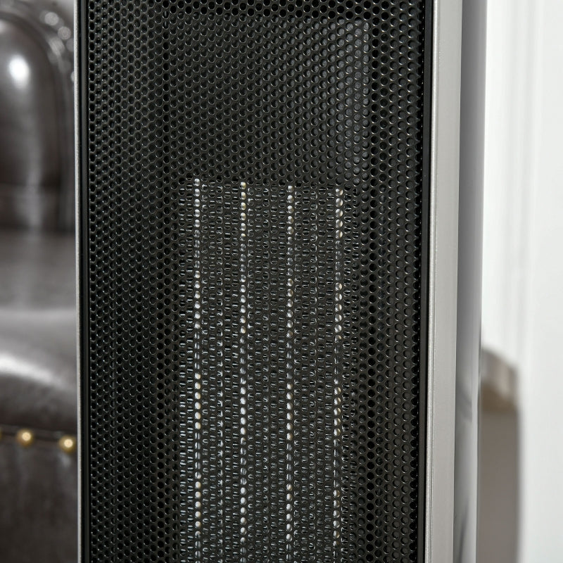 Black Ceramic Electric Heater & Fan, 1000W/2000W, Overheat Protection, 8H Timer
