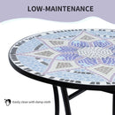 Blue & White Mosaic Garden Bistro Table - 60cm Ceramic Top