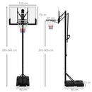 Adjustable 6-Level Freestanding Basketball Hoop - Black