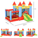 Kids Inflatable Bounce Castle with Trampoline, Slide, Pool & Basket - Blue