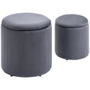 Grey Fabric Storage Ottomans Set of 2 with Removable Lid