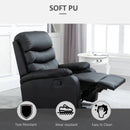 Black PU Leather Reclining Chair with Padded Armrests and Retractable Footrest