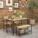4-Piece Dining Set with Table, Chairs, and Bench - Grey