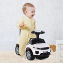White Toddler Ride-On Car with Horn and Storage