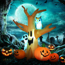 240cm Halloween Inflatable Tree Ghost with Pumpkins, Owl & LED Lights - Spooky Decor