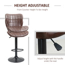 Brown Swivel Bar Stools Set of 2 - Adjustable Height, PU Leather, Backrest & Footrest