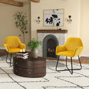 Yellow Velvet Accent Chairs, Set of 2 - Modern Armchairs for Living Room & Bedroom